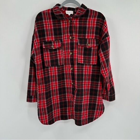 Women’s Better Be Red oversized Flannel Button Up Small - Picture 1 of 7
